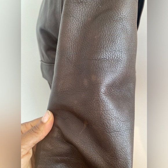 Satchel and Page Limited Run Leather Chocolate Brown Bomber Jacket Sz S - Picture 6 of 12